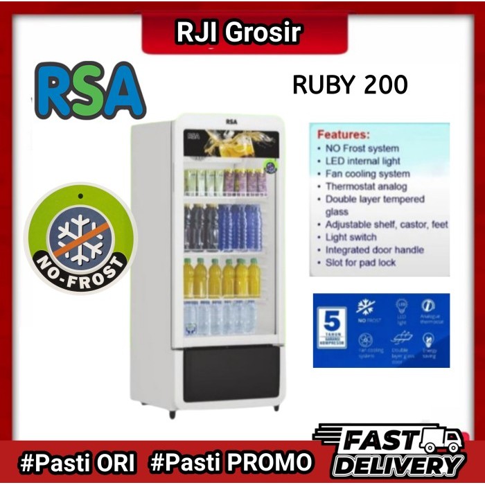 Jual RSA Kulkas Showcase RUBY 200 RUBY200 200 Liter Chiller NO FROST ...