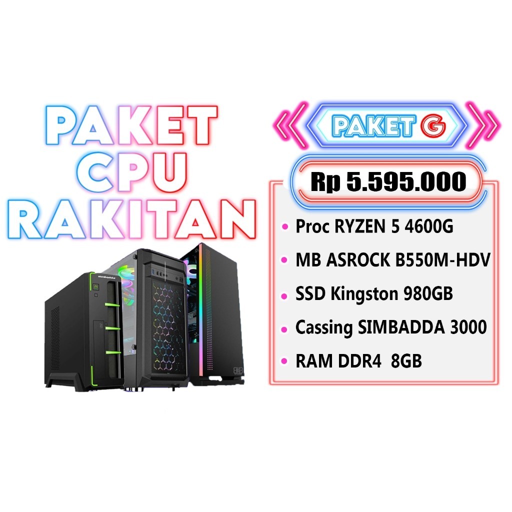 Jual PROMO BIG SALE PC Komputer CPU Rakitan RYZEN 5 4600G Paket G ...