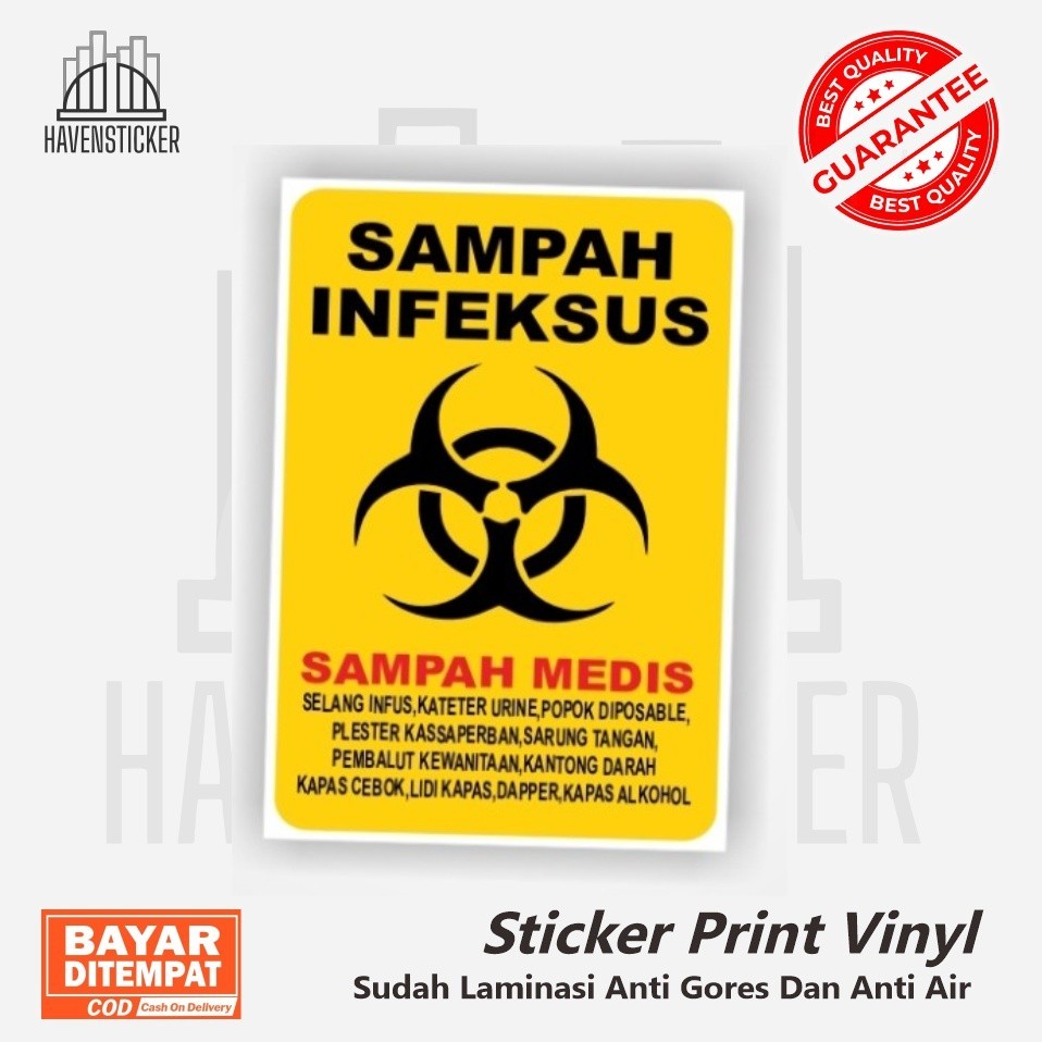 Jual Stiker Print Vinyl Penanda Tempat Jenis Sampah Infeksus Laminasi ...