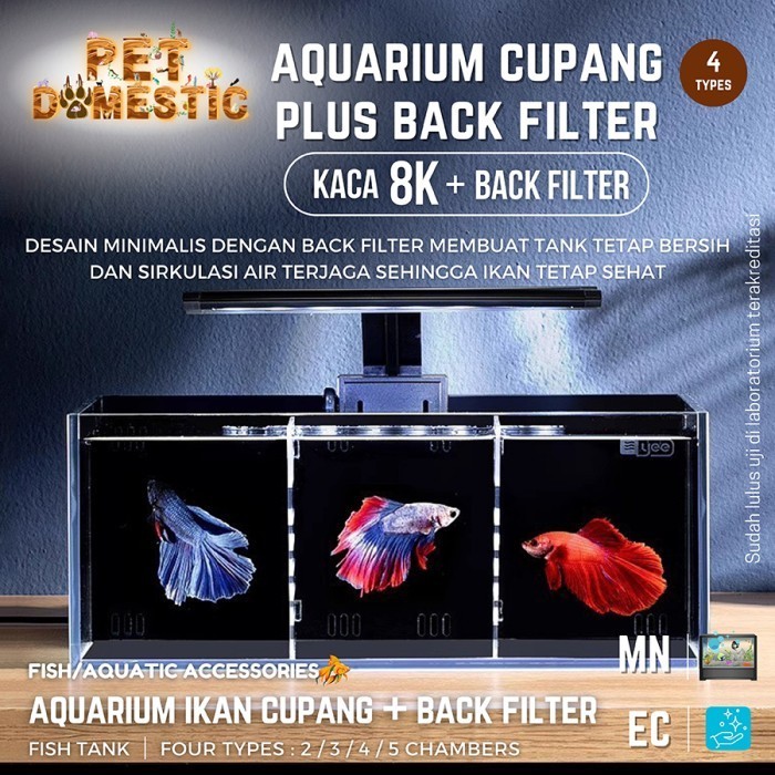 Jual Aquarium Cupang 4 dan 5 Sekat Led / Aquarium Mini Betta Guppy ...