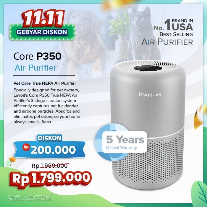 Jual Levoit Core P350 Air Purifier Pet Care Set HEPA H13 Filter ...