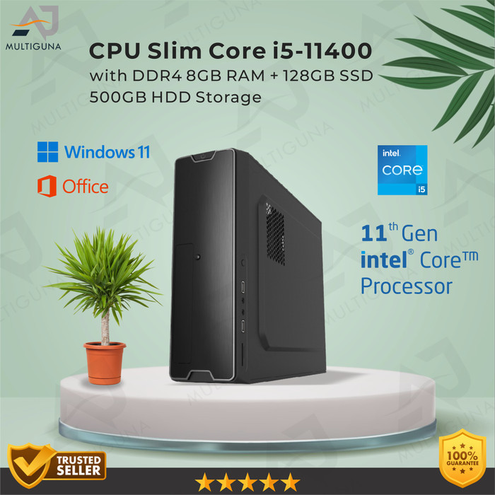 Jual CPU PC Slim Intel Core i5-11400 Gen-11 RAM 8GB SSD Rakitan Office ...