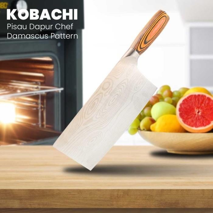Jual Pisau Dapur Profesional Super Tajam Chef Damascus Pattern Cleaver ...
