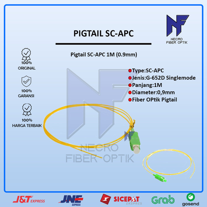Jual Pigtail SC APC 0,9mm Single Mode / Panjang 1 Meter Kabel Fiber ...