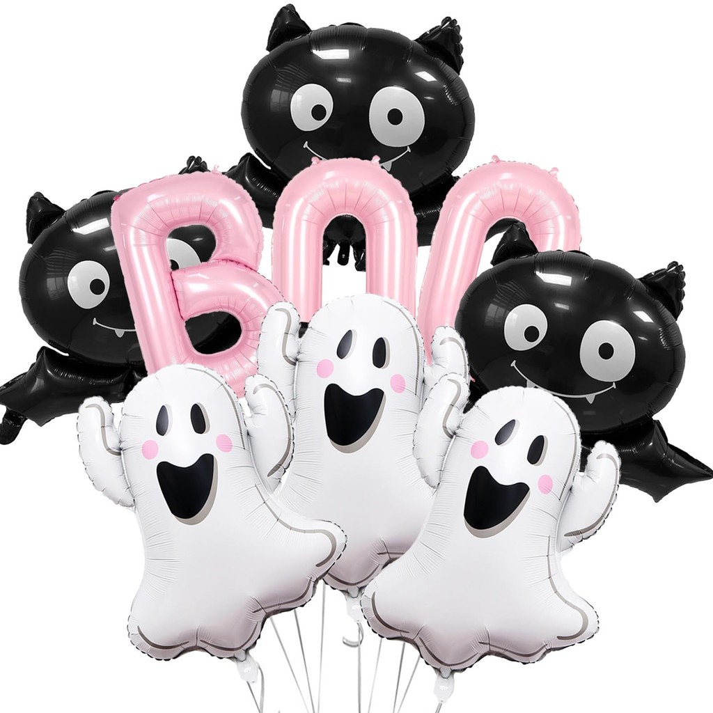 Jual Halloween Ghost Balloons Set Pink BOO Ghost Bat Foil Balloon for ...