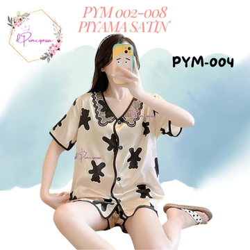 Pym 002 8 Piyama Wanita Satin Baju Tidur Wanita Satin Setelan Celana Pendek Satin