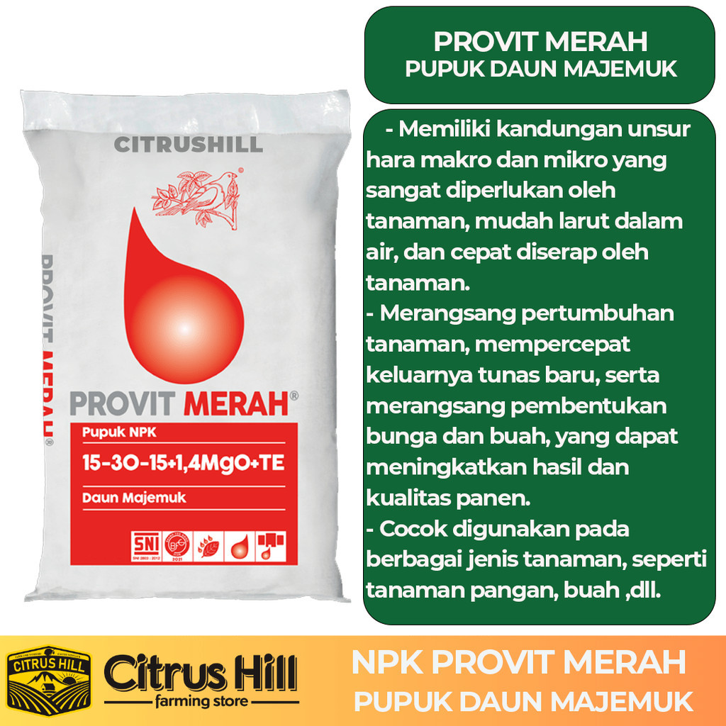 Jual PUPUK MEROKE PROVIT MERAH NPK 500 GRAM KEMASAN PABRIK NPK DAUN ...