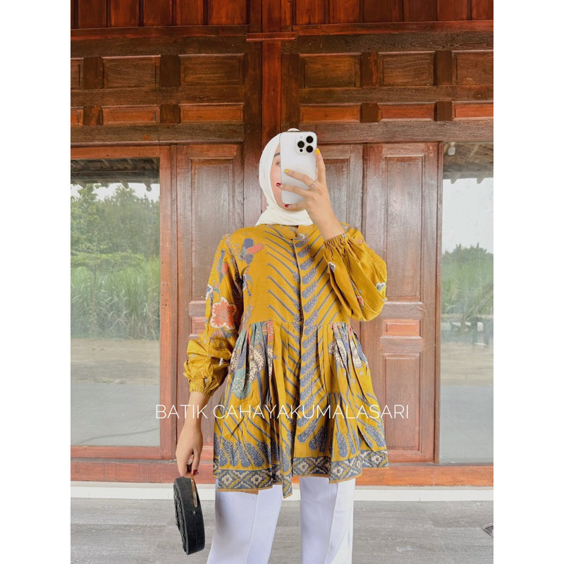 Jual BLOUSE BATIK WANITA MOTIF MODANG KUNING - Bahan Katun Halus ...