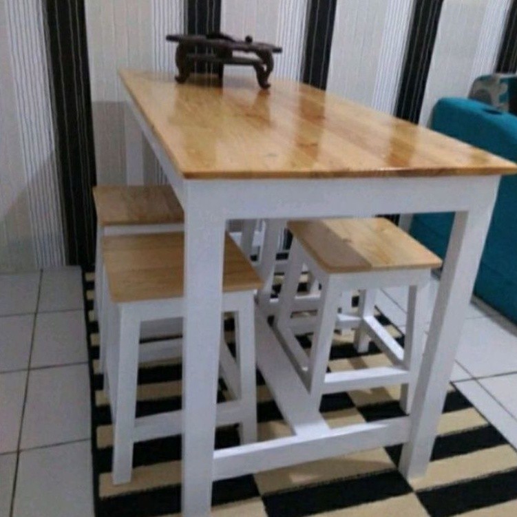 Jual set meja makan meja cafe meja warung kayu jati belanda | Shopee ...