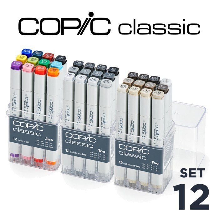 Jual Copic Classic Set 12 Graphic Marker Alcohol Based Dye Ink ...