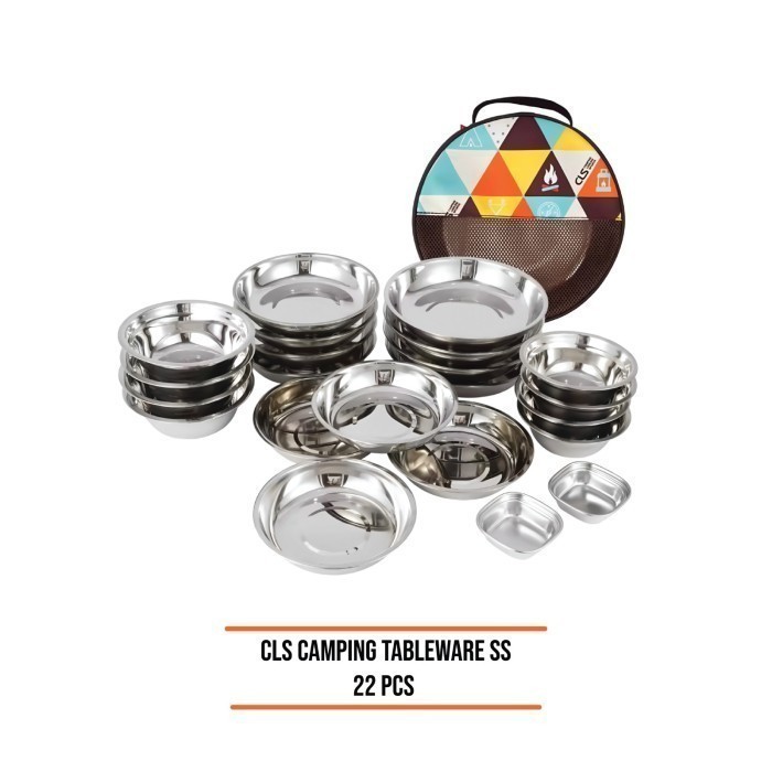 Jual Cooking Set Camping Isi 22 Pcs CLS Camping Tableware SS Peralatan ...