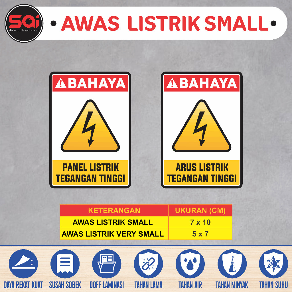 Jual stiker vinyl anti air/ waterproof BAHAYA PANEL | ARUS LISTRIK ...