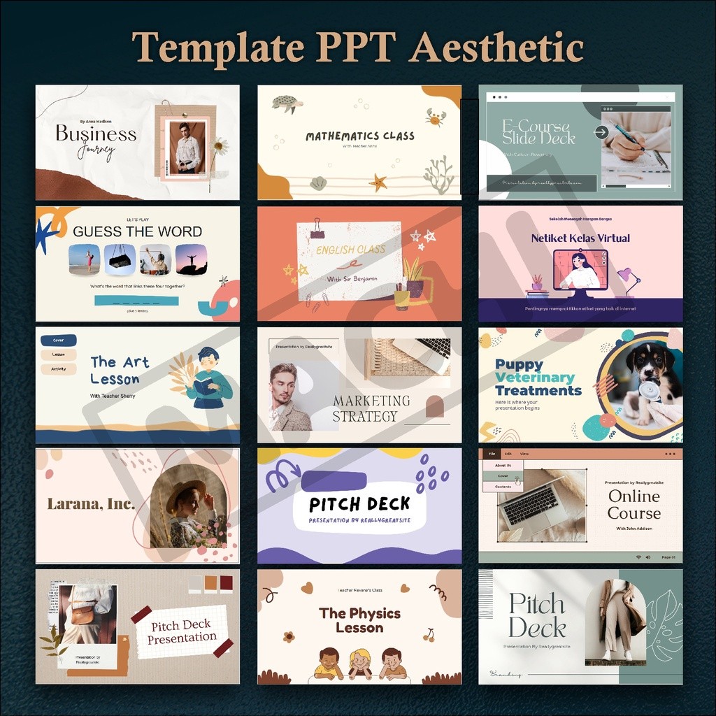 Jual Template PPT Aesthetic 200++ [+Template Bonus] - Jidan Shoppu ...