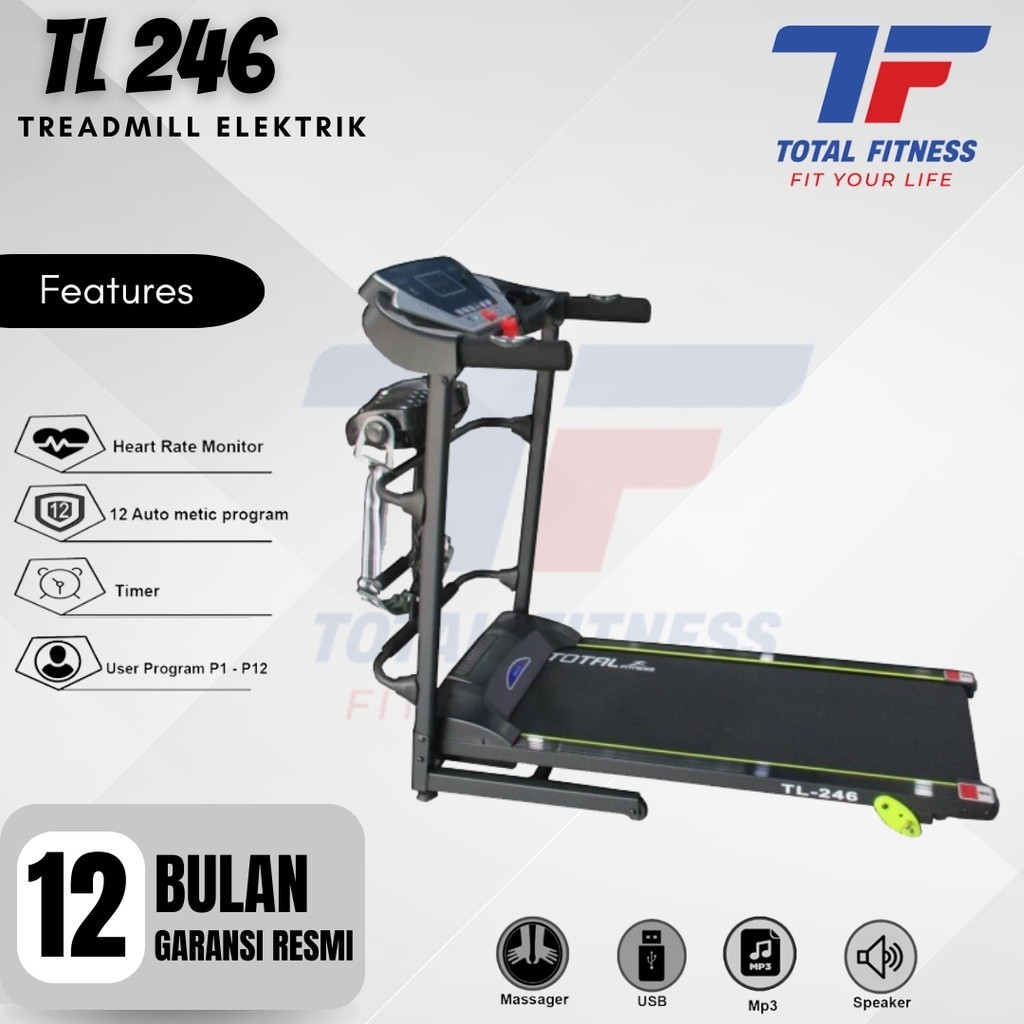 Jual Total Fitness Treadmill Elektrik Tl 246 Manual Incline Motor 1 5