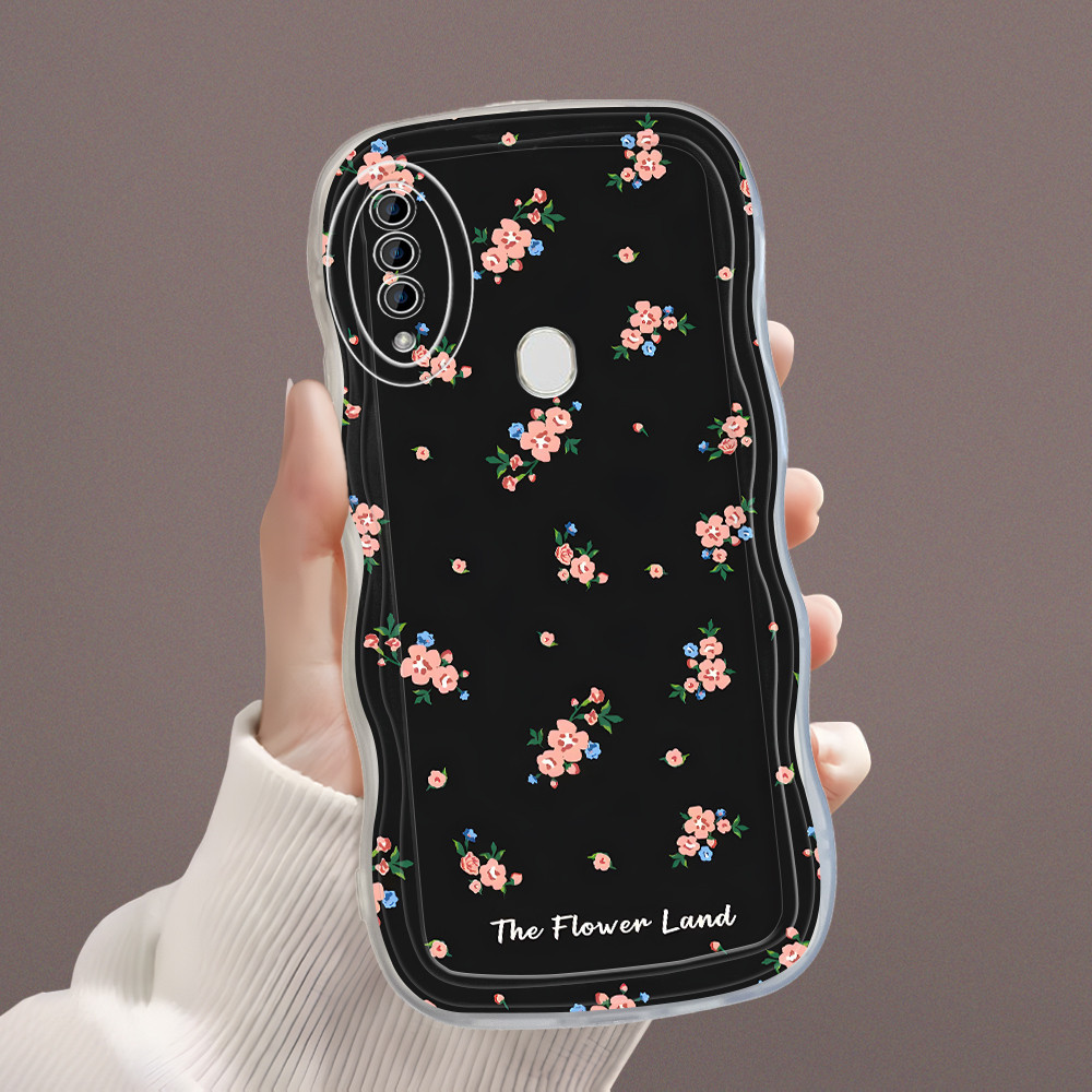 OPPO A31 2020 Untuk Casing Hp Kesing Soft Phone Case Bergelombang Pink  Flowers Softcase Cassing