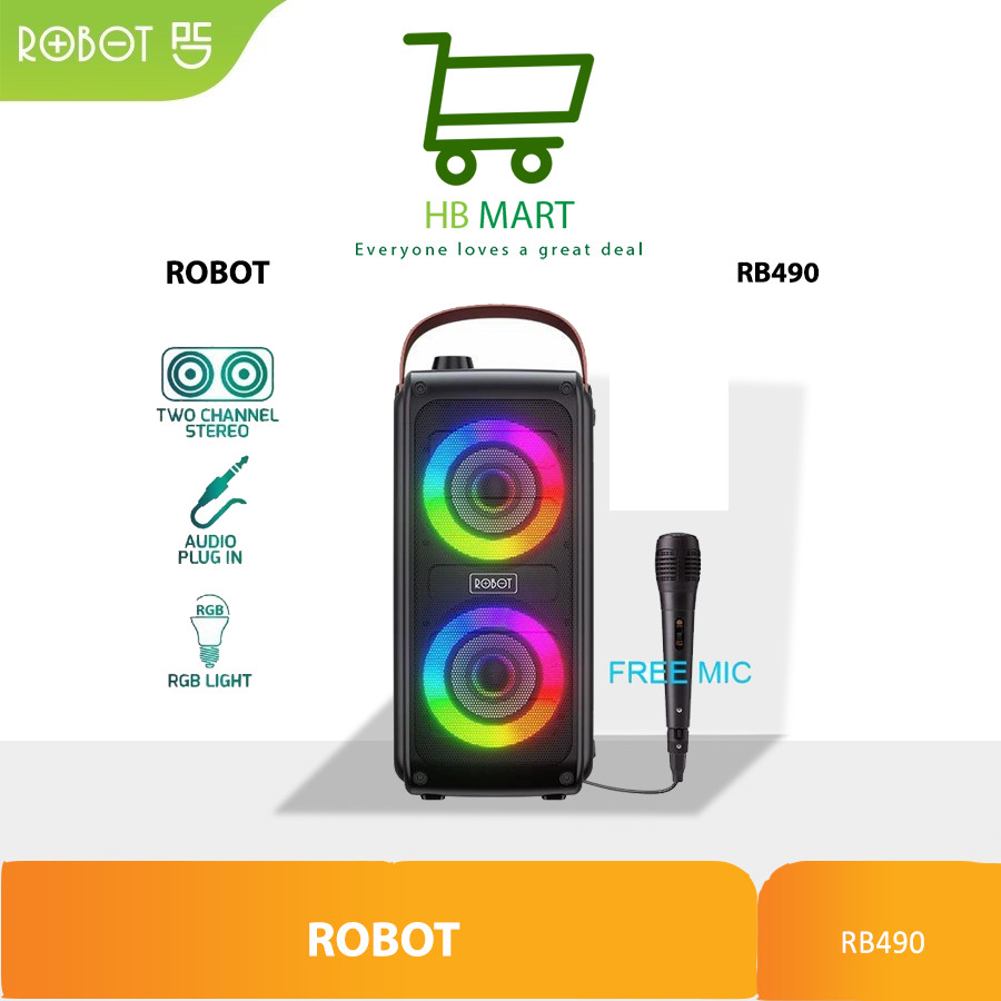 Jual SPEAKER KARAOKE Bluetooth 5.0 ROBOT RB490 RGB Free Mic Jernih ...