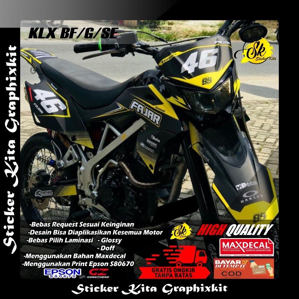Jual 412 DECAL STICKER FULLBODY MOTOR KLX BF/G/SE SIMPEL HITAM LIST ...