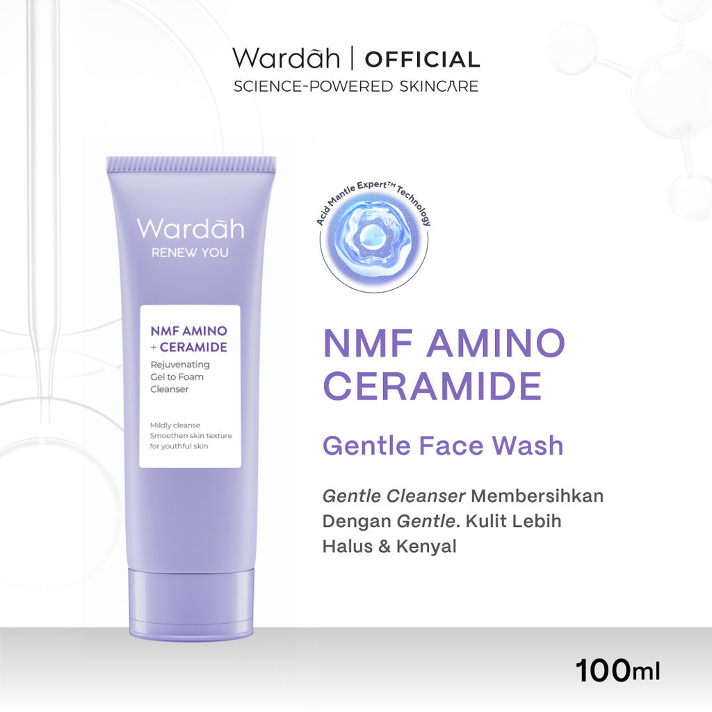 NEW! Wardah Renew You NMF Amino + Ceramide Rejuvenating Gel To Foam Cleanser 100 mL - Sabun Cuci Muka Gentle Acid Mantle Expert - Gentle Cleanser yang Membersihkan dengan Gentle - Kulit Lebih Halus & Kenyal