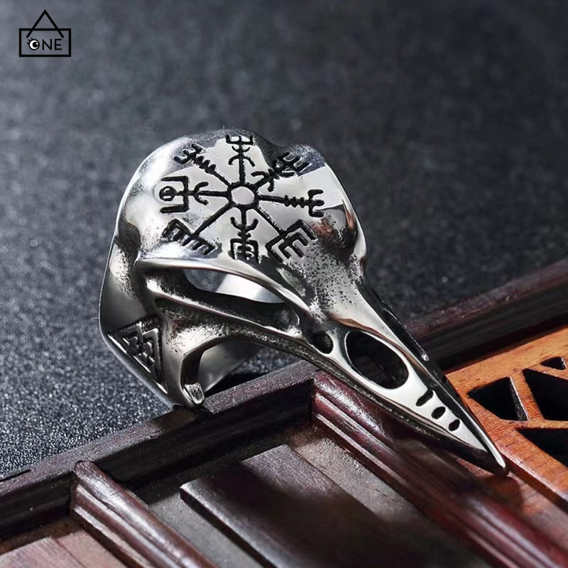 Jual COD ️Cincin Tengkorak Burung Antik Cincin Pertahanan Diri Mulut ...