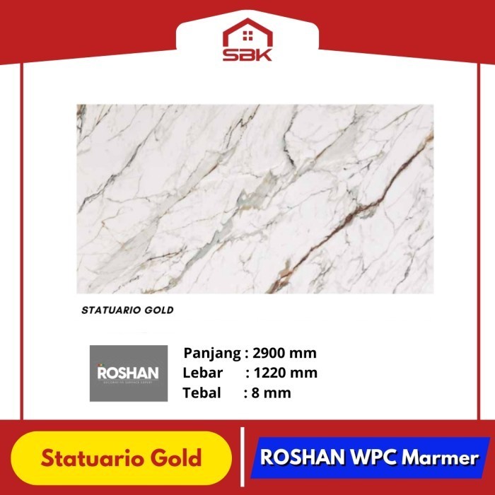 Jual Wall Panel WPC Roshan 2850x1220 Statuario Gold Connected | Shopee ...