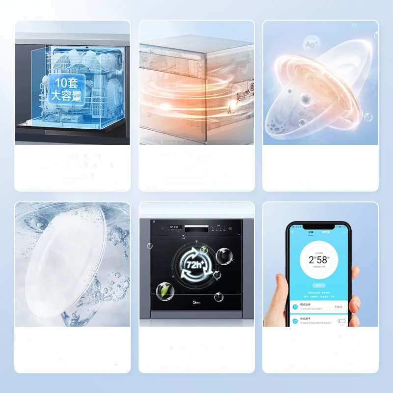 Jual Midea Dishwasher 10 Sets Countertop Buil-in Dual Use Dish Washers ...