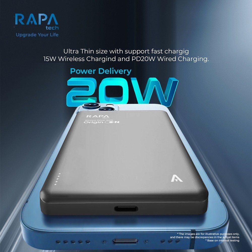 Jual RAPAtech Powerbank Origin On 10000 / 5000 mAh Wireless Fast ...