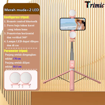 Trimic 170cm Selfie Stick Tongsis Tripod 7 Tombol Bluetooth Remote Control Tongkat Selfie