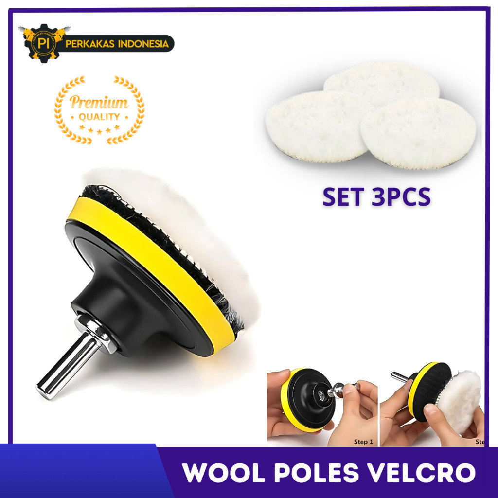 Jual Wool Poles Velcro Mobil Motor Inch Set Pcs Kain Wol Polish Wax Foam Pad Velcro Woll Spon