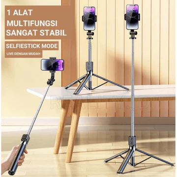 Tongsis Tripod R1L 170CM REMOT 1.7 Meter Selfie Stick Tripod Bluetooth Remote Shutter Tripod Hp