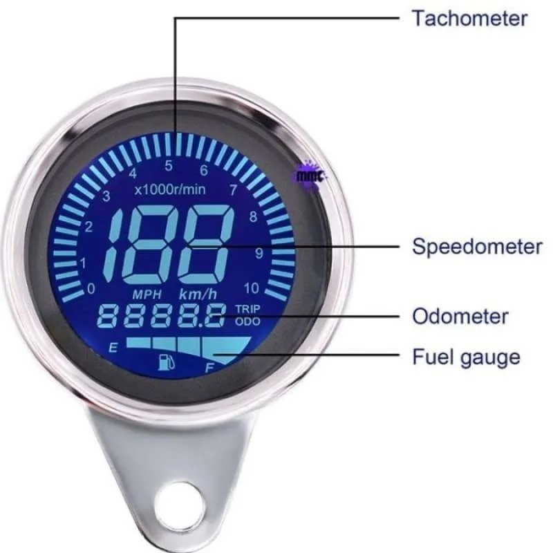 Jual Ampere Bensin Digital Speedometer Bensin Digital 12V Universal ...