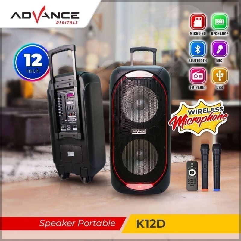 Jual Speaker Portable 12 Inch Speaker Bluetooth K12D Advance original