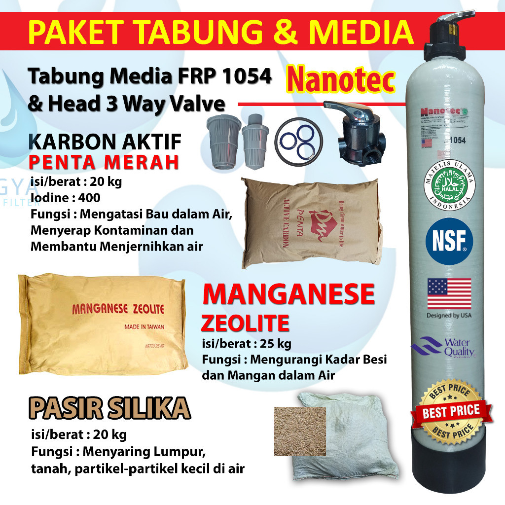 Jual Paket Tabung Media Frp Nanotec Head Way Valve Pasir Silika Kg Manganese