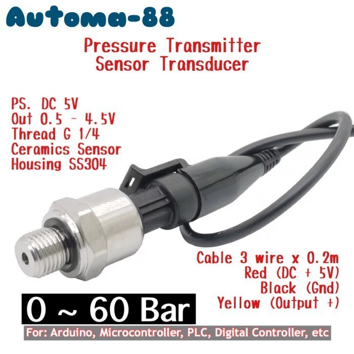 Jual MN08 Pressure Transducer Transmitter Sensor 0-60Bar 5VDC 60 Bar 6 ...