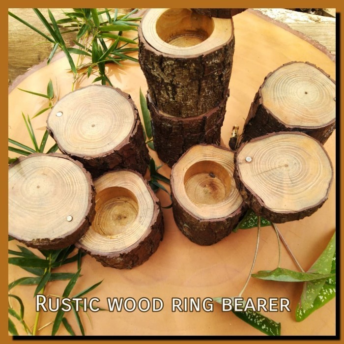 Jual Wood log ring box rustic wedding engagement | Shopee Indonesia