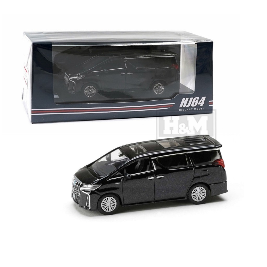 HJ64 1/64 Scale Toyota Alphard Diecast Model Car - Custom Black Pearl W/ Sunroof (Finished) - View #11