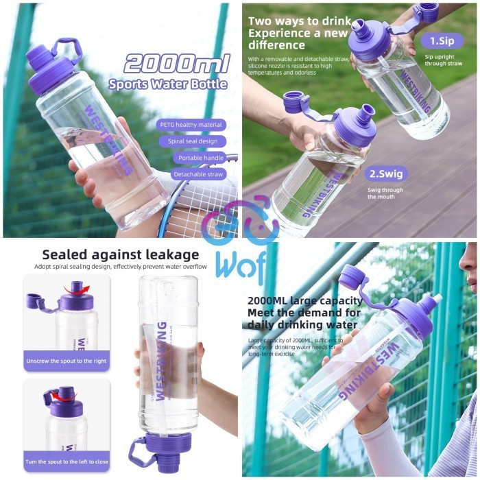 Jual WEST BIKING 045 2 Liter Botol Air Minum Olahraga Sepeda Motor Lari ...