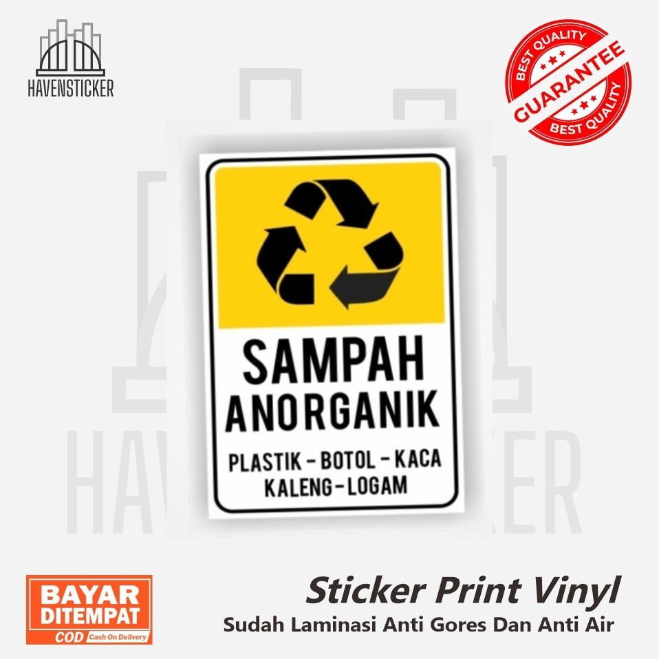 Jual Stiker Vinyl Print Penanda Tempat Jenis Sampah Anorganik Laminasi ...