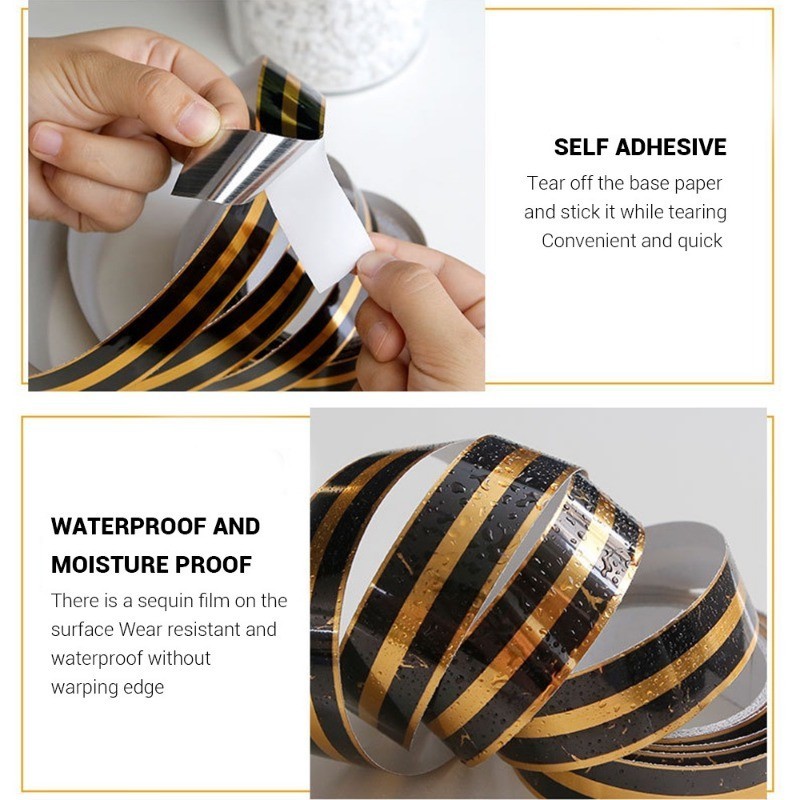 Jual 500CM Gulungan Sticker Gold / Gold Selotip Masking Tape /Gold ...
