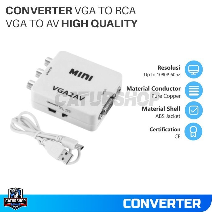 Jual Converter VGA to RCA / VGA to AV High Quality Adapter VGA2AV ...