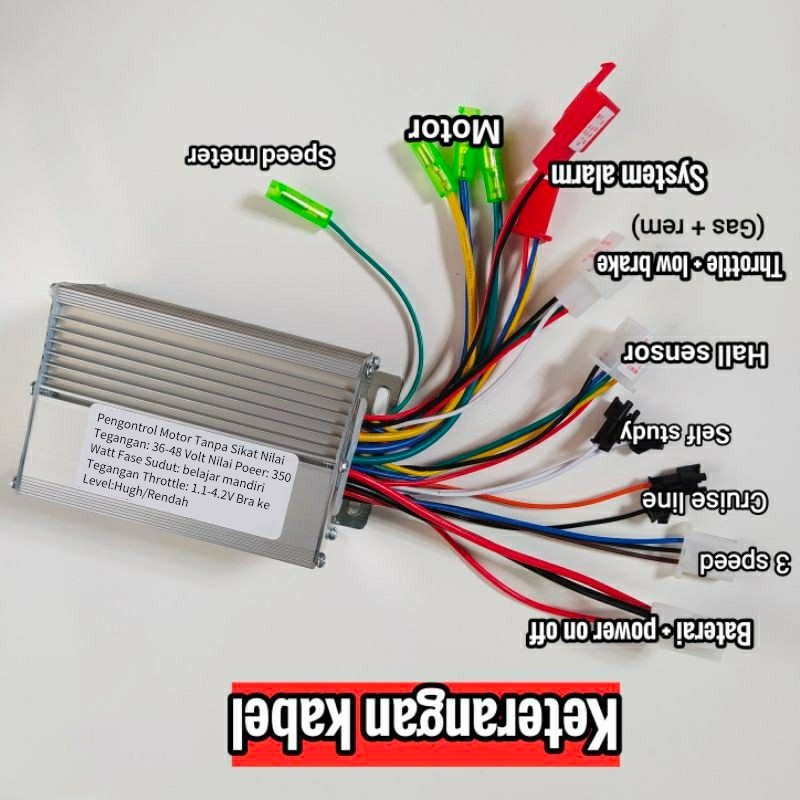 Jual Controller Sepeda Listrik Bldc Brushless Kontroler DC 36/48v 350w ...