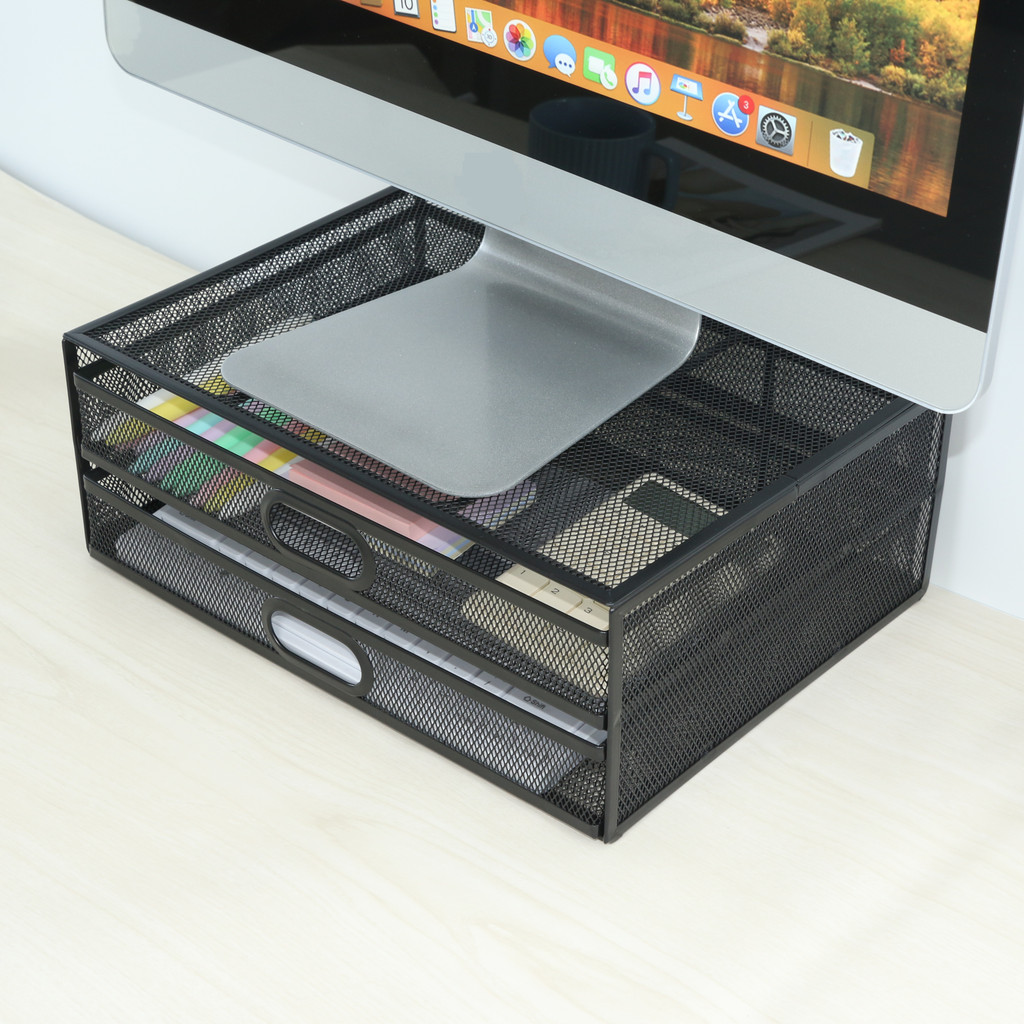 Jual Monitor Stand with Drawer, Monitor Riser Mesh Metal, Desk ...