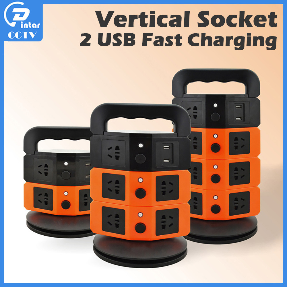 Jual With 2 USB Vertical Tower Multi Power Strip Overload Protector ...