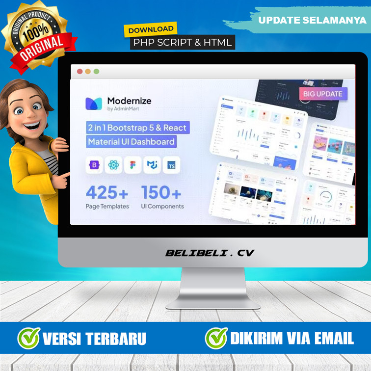 Jual Termurah [ Bootstrap 5 ] Modernize & React MUI Admin Dashboard