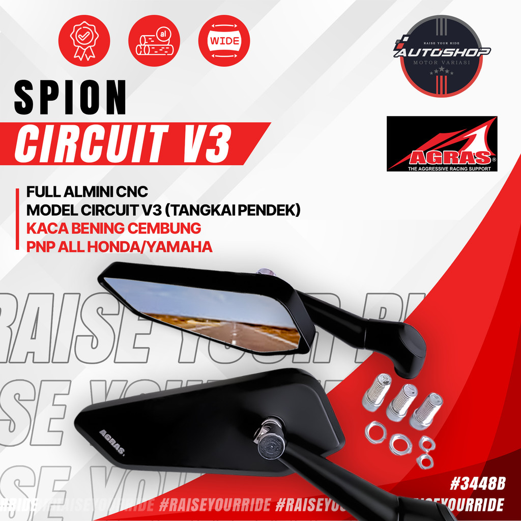 Jual Spion CIRCUIT Tangkai Pendek FULL CNC Kaca Sepion Mirror VARIO ...