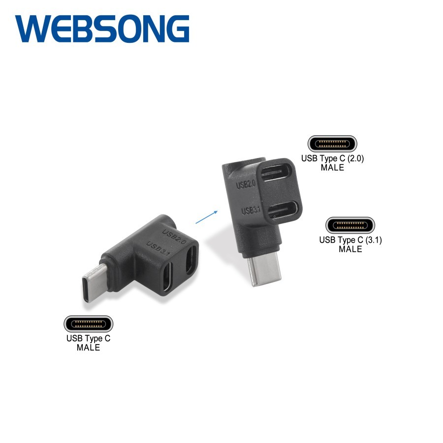 Jual WEBSONG Connector Type C 3.1 Male To 2 Type C Female | Shopee ...