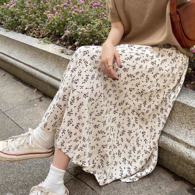 Jual ROK FLORAL JUMBO MOTIF BUNGA KOREAN STYLE A LINE | ROK PANJANG ...