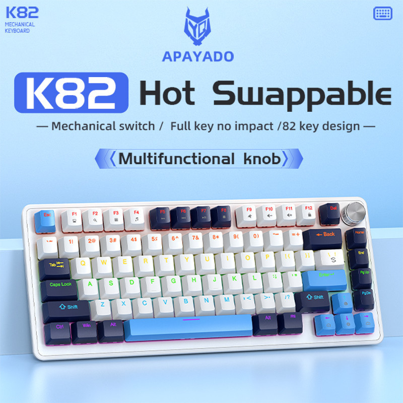 Jual APAYADO K82 Mechanical Keyboard,82 Keys,Multifunctional Knob,Full ...