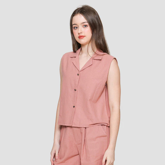 Woven With Button Vest