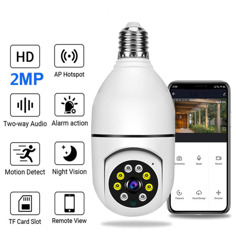 Jual Bulb 3MP Wifi Surveillance Camera Automatic Human Tracking 4X ...