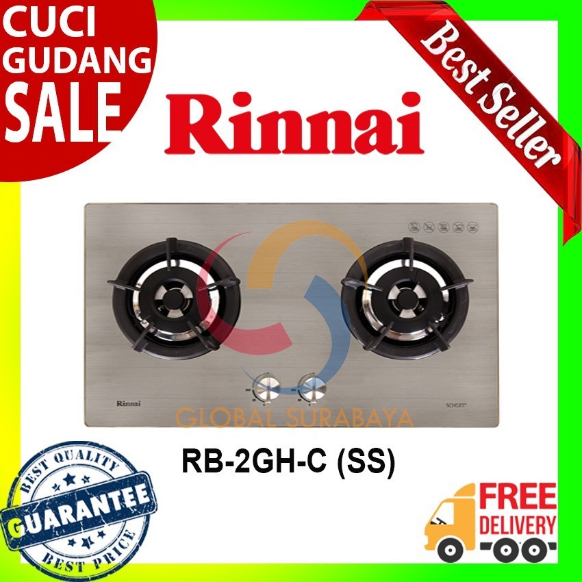 Jual Kompor Tanam Gas Rinnai 2 Tungku - RB 2GH C (SS) | Shopee Indonesia